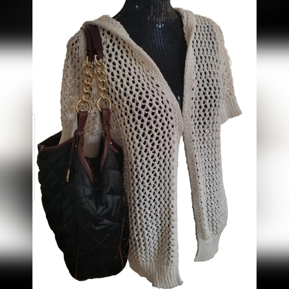 Brahmin Vintage Extra Large Tote Shoulder Bag Black Nylon Brown Leather Trim - Picture 3 of 13